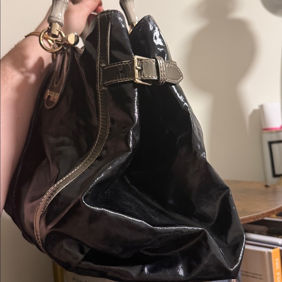 Gucci Black Coated Canvas and Leather Dialux Pop Bamboo Satchel - Picture 6 of 12